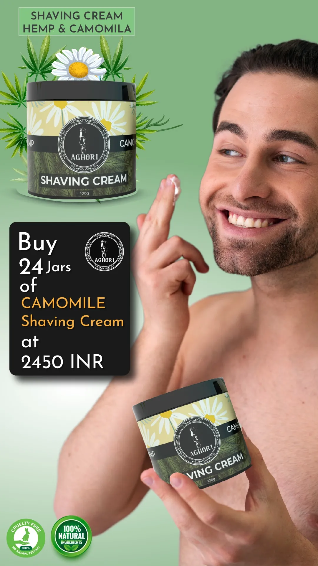 RBV B2B Hemp and Camomile Shaving Cream  (100 g)- 24 Pcs.